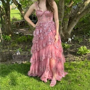 Sparkly Layered Pink Gown